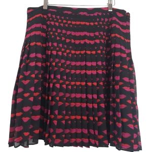 Halogen NWT Hot Lips Pleated Skirt Size 14 in Black & Red Lips Retail $78